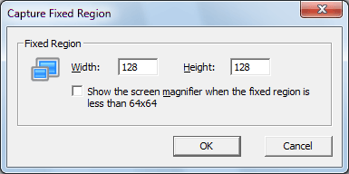 Screenshot: The Capture Fixed Region dialog