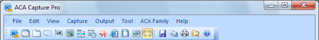 Screenshot: The menu bar of ACA Capture Pro