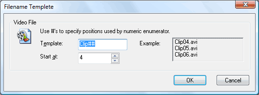 AVI File Option: adjust the file name templates