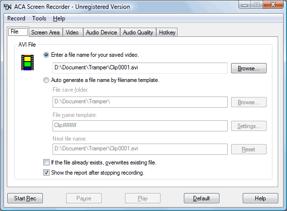 the screenshot of ACA Screen Recorder: windows screen recording software